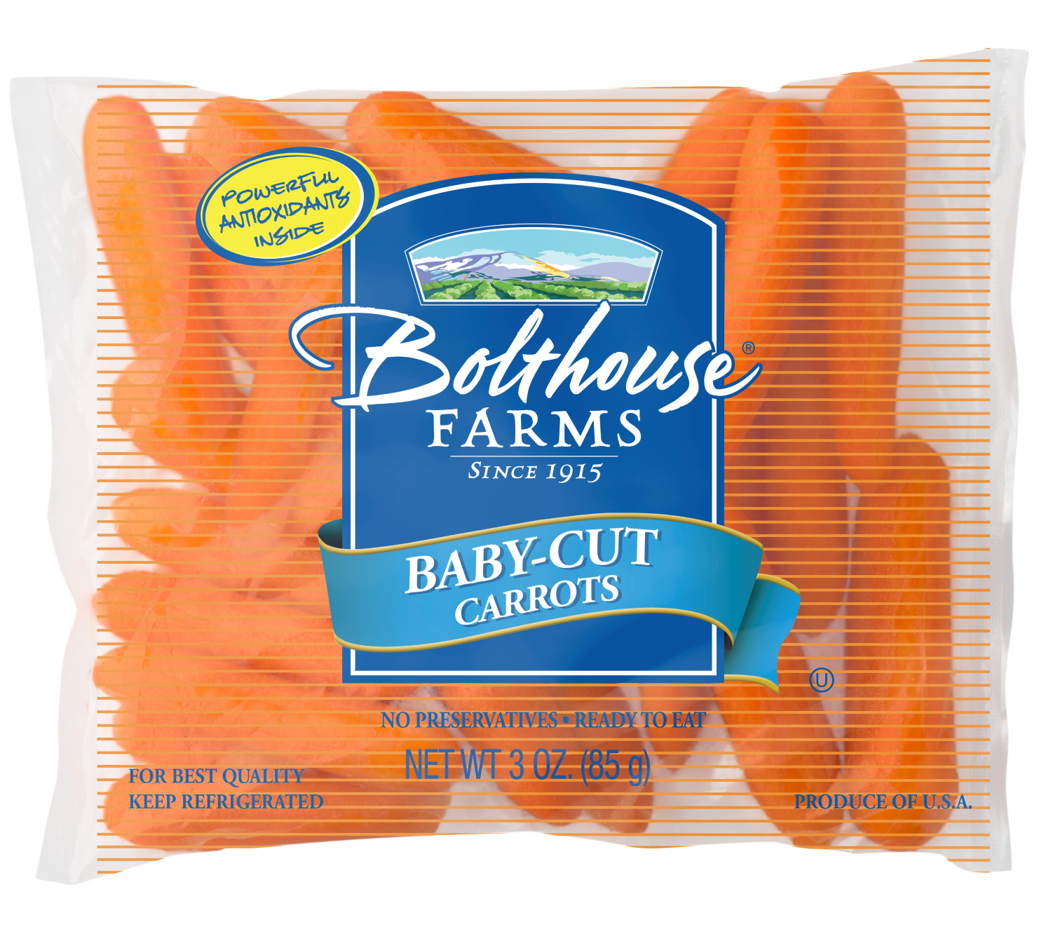 Carrots, Petite (100 ct/cs, 3 oz bags, Kern County, 18.75 lbs)